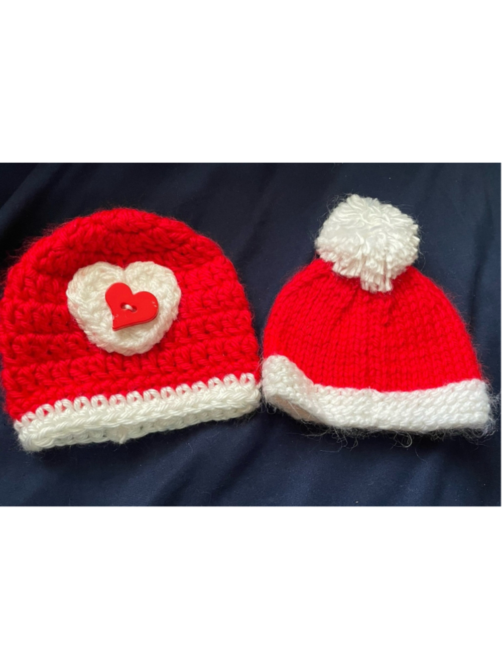 Twin Preemie Baby Christmas Hats Crochet Red And White!